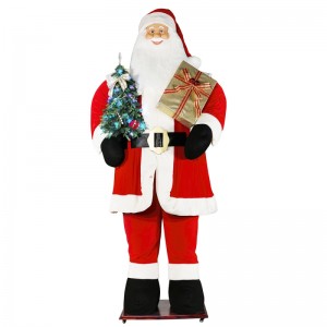 3.8m Big Christmas Santa Claus met Boom en Gift Tas Led Light Rise en Down Show Tentoonstelling Decoration Holiday Festival Luxury