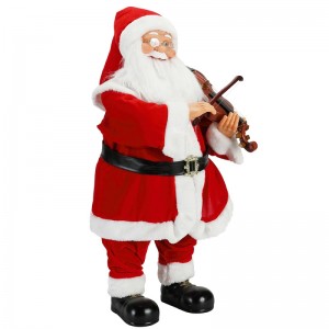 80cm Geanimeerde Kerstverlichting Muzikale Santa Claus met Fiddle Ornament Decoration Traditional Holiday Figurine Collection