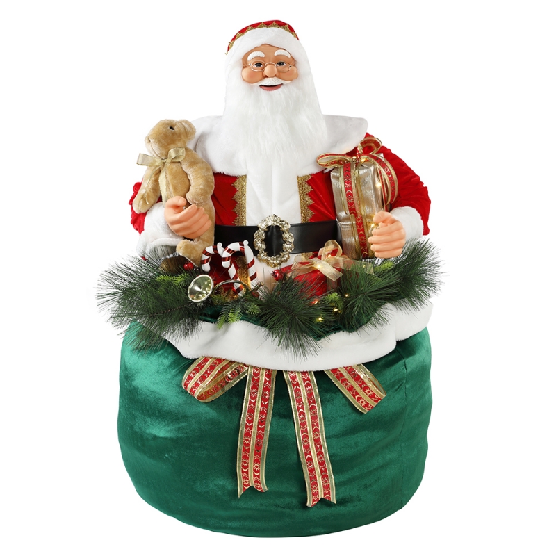 65/85/115cm Kerstmis geanimeerde Santa Claus met verlichting vakantie Muzikale Ornament Decoratie Figurine Collection Traditioneel