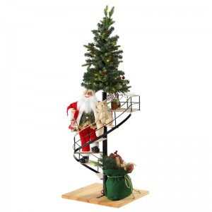 60cm Kersttrap Trap Santa Claus met verlichting Muzikale Ornament Decoratie Festival Vakantie Figurine Collectie Traditioneel