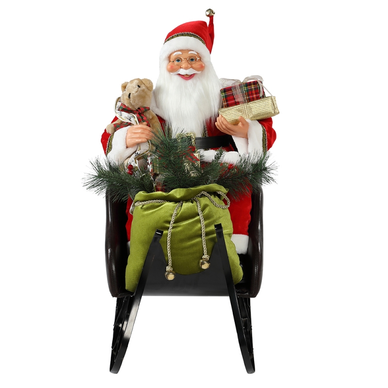 80cm zit slee Santa Claus met verlichting Ornament Christmas Decortraditional Holiday Figurine Collection
