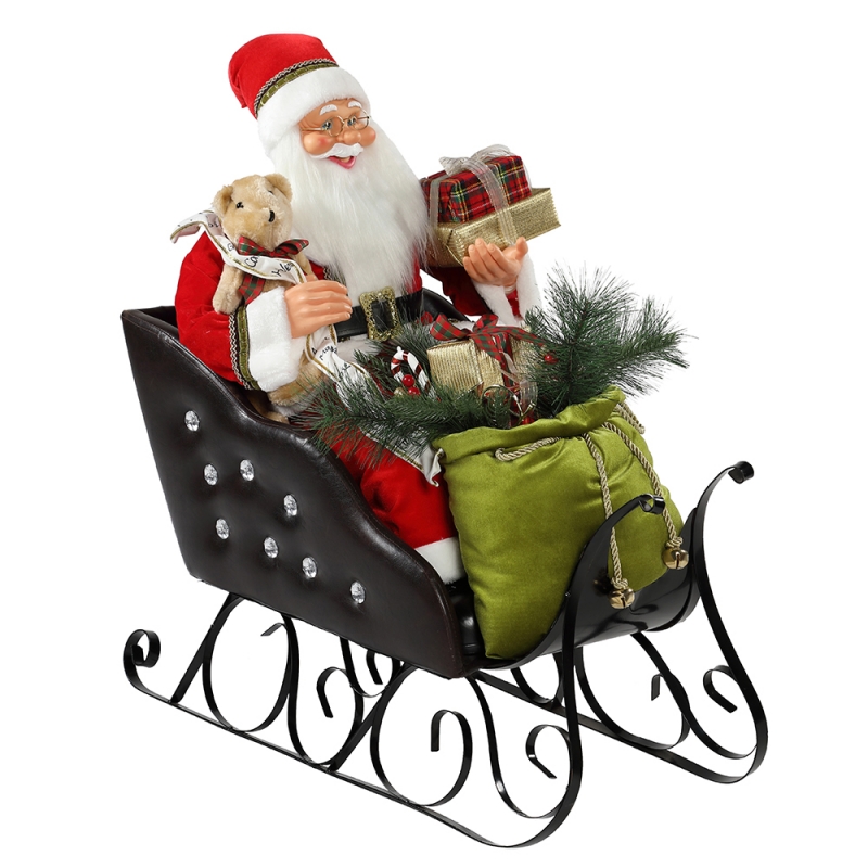 80cm zit slee Santa Claus met verlichting Ornament Christmas Decortraditional Holiday Figurine Collection
