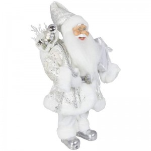 Noble 45cm Kerstdecoratie Standing Santa Claus in Silver Xmas Tree Ornaments levert Traditional Holiday Figurine