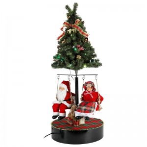 120 cm Kerstmis roteren de boom Santa Claus met muzikale ornament decoratie festival vakantie figurine collectie traditioneel