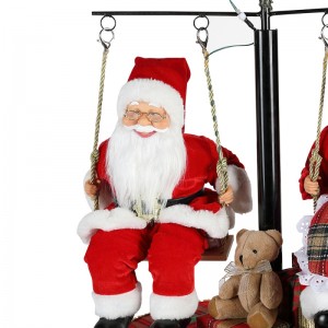 120 cm Kerstmis roteren de boom Santa Claus met muzikale ornament decoratie festival vakantie figurine collectie traditioneel
