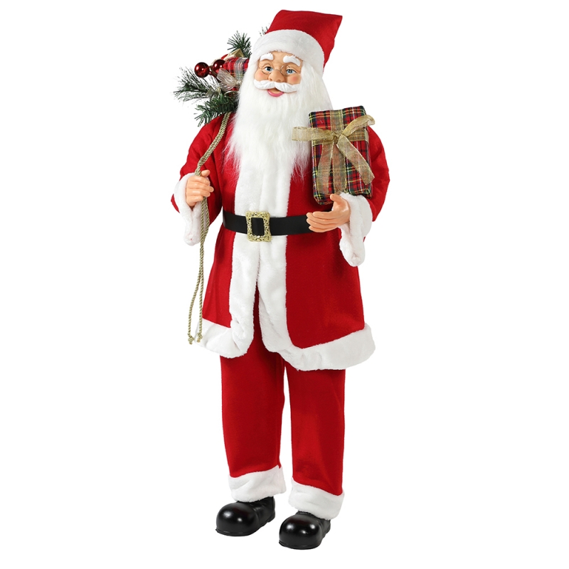 30 ~ 110 cm Kerst staande Santa Claus met Gift Bag Ornament Decoratie Traditionele Figurine Collection Xmas Series