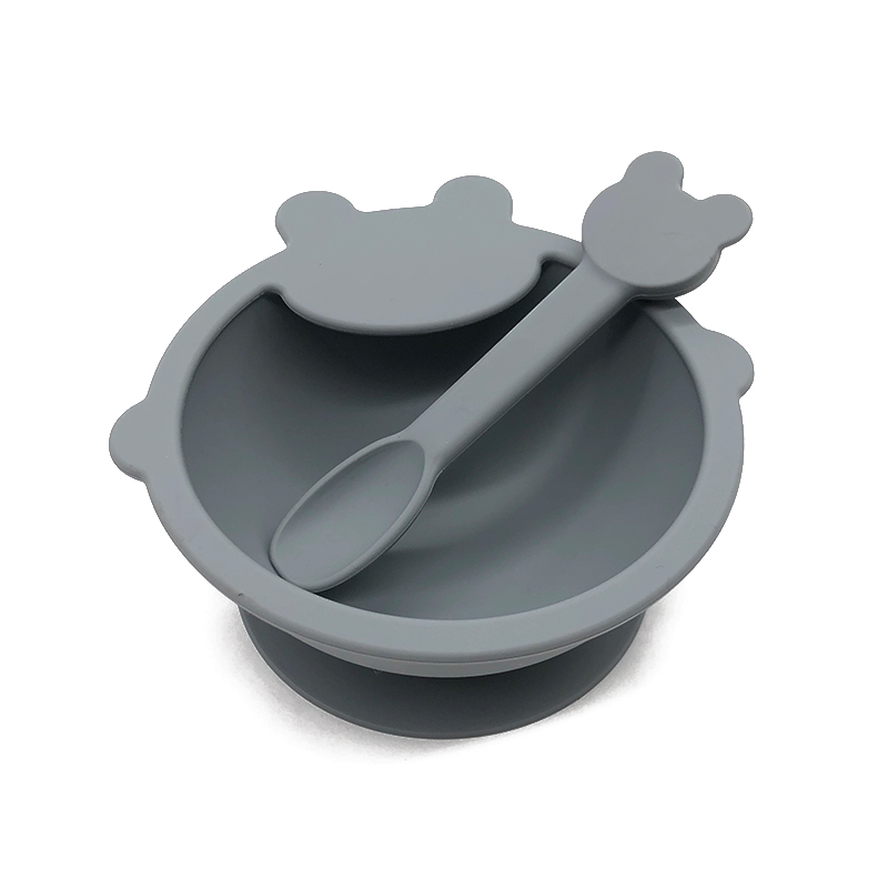 Food Grade Silicone Baby Bowls met zuiging, voedingssets voor baby