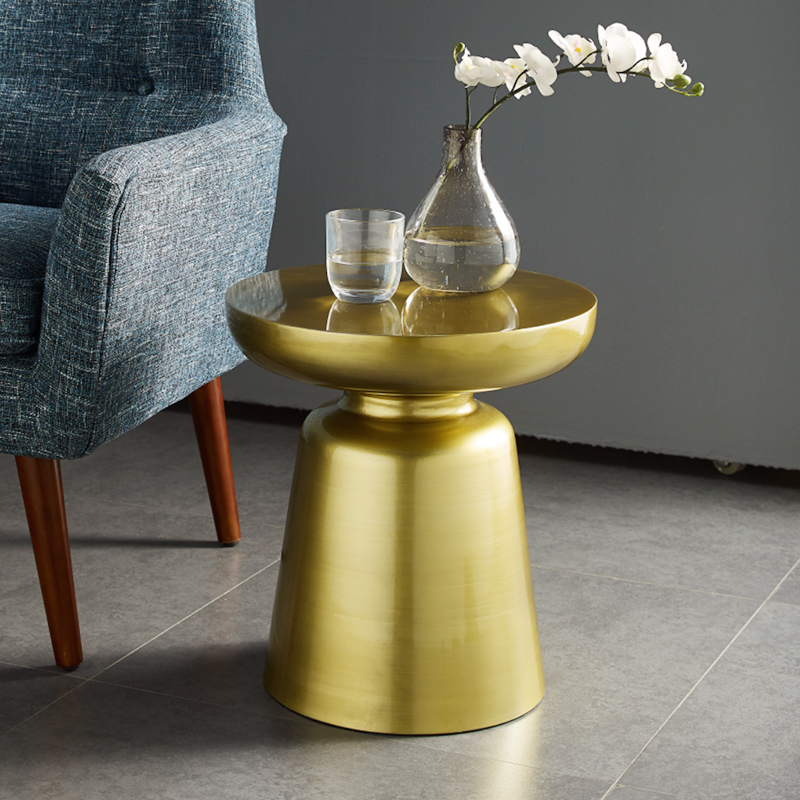 Bronzen metalennordic ronde bijzettafel modern voor woonkamer huismeubilair