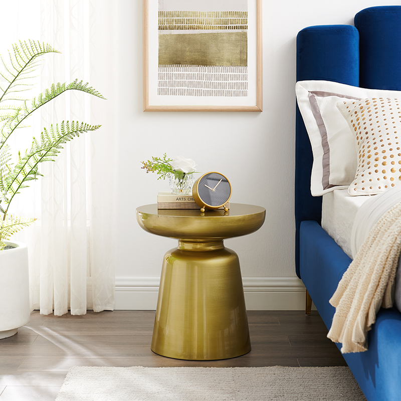 Bronzen metalennordic ronde bijzettafel modern voor woonkamer huismeubilair