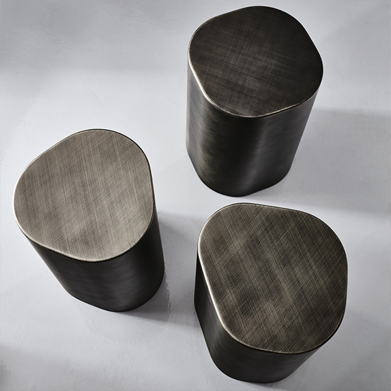 Italiaanse design antieke grafiet stalen salontafel zilveren goud metalen bijzettafel voor woonkamer modern