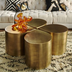 Petal Design Esthetic Luxe salontafel Set 4 gouden zijtafels voor de woonkamer modern