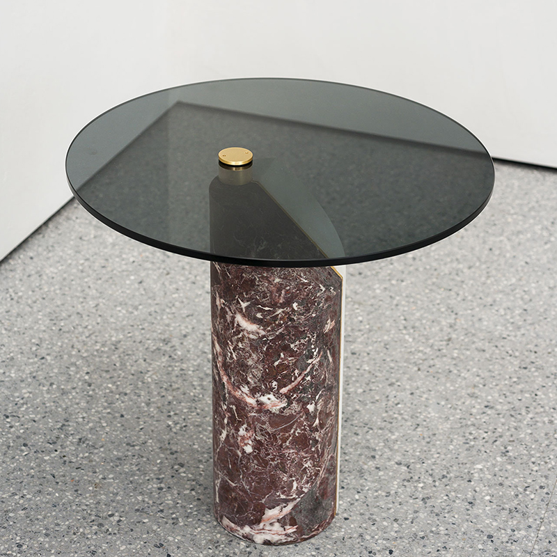 Italiaanse design gehard glas salontafel moderne marmeren plint ronde bijzettafel voor woonkamer meubels
