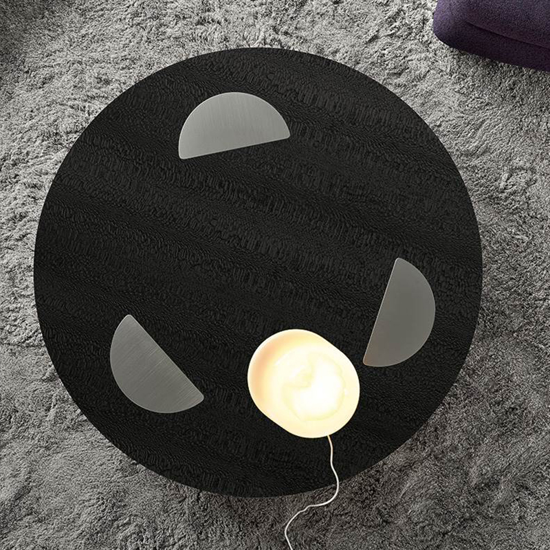 Italiaans ontwerp roestvrij stalen been Grote luxe zwart glas ronde koffietafel modern voor woonkamer meubels