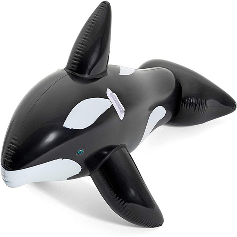 Zwarte Walvis Opblaasbare Float Row Kinderen Zwemmen Ring Opblaasbare Walvis Rit