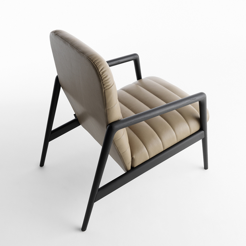 Italiaans minimalistisch ontwerp Hout lounge stoel enkele sofa lederen arm stoelen woonkamer