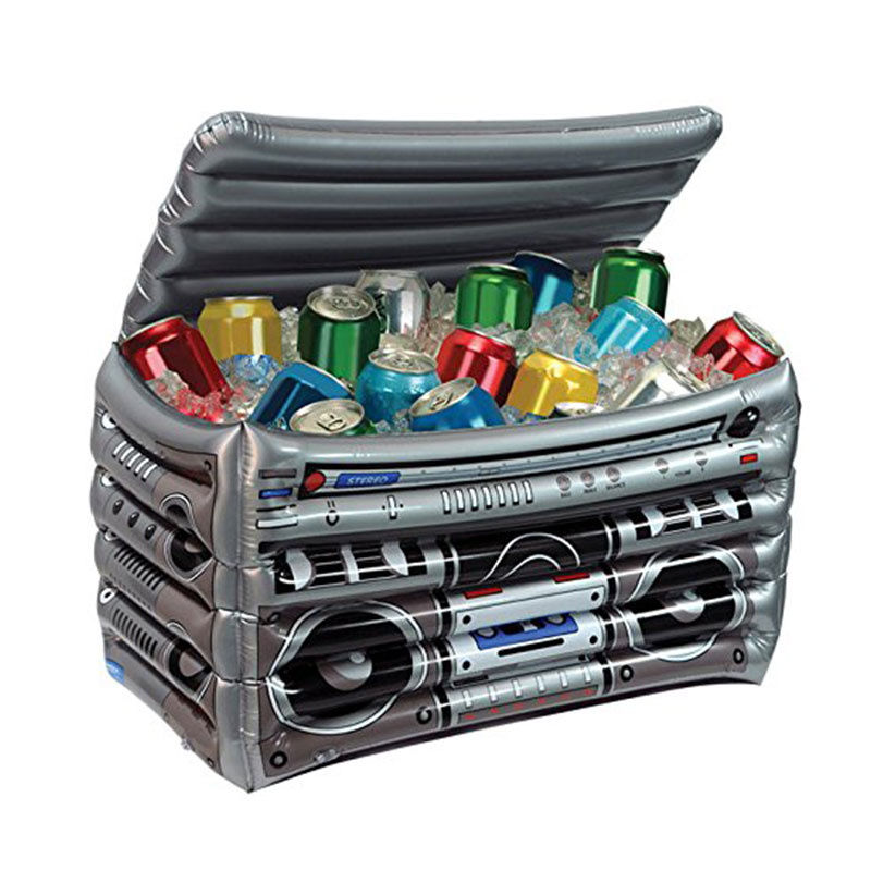 Opblaasbare Ijsemmer Pool Float Drink Fruit Boombox Koeler, PVC Ice Container Innovatieve Ice Bucket gevormd van de radio met dekking