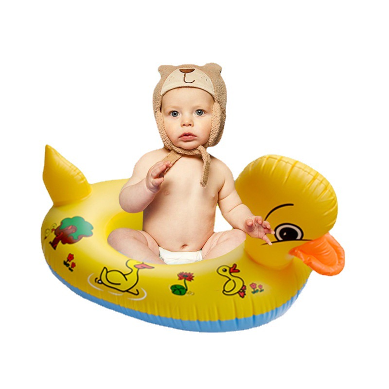 Children's Carton Swimming Ring Toy, PVC Gele Duck opblaasbare waterrit voor kinderen