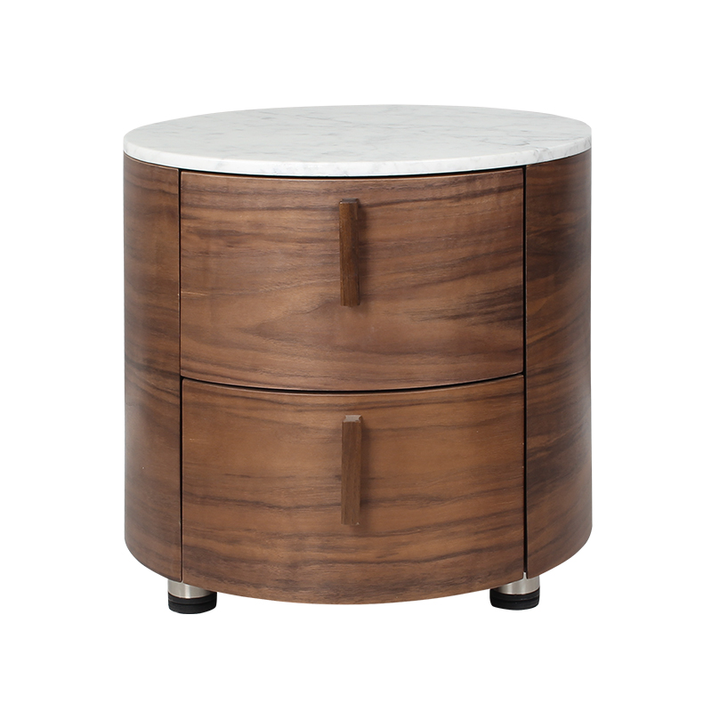 Moderne luxe marmerennachtkastjes met rondenachtkastje met 2 laden voor slaapkamer