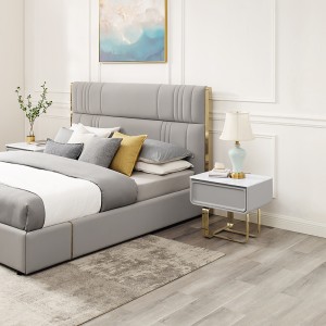 Frans goud roestvrijstalen pootnachtkastje luxenatuurlijk marmeren bed tafel kabinet