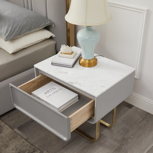 Frans goud roestvrijstalen pootnachtkastje luxenatuurlijk marmeren bed tafel kabinet