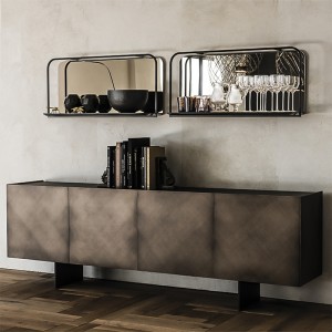 Italiaanse ontwerper retro gouden metaal credenza extra lange dressoir kast luxe