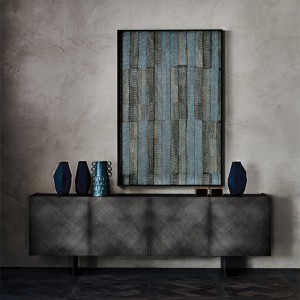 Italiaanse ontwerper retro gouden metaal credenza extra lange dressoir kast luxe