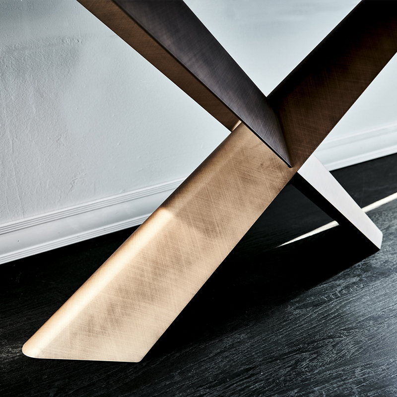 Italiaanse X -vormige roestvrijstalen basis moderne luxe luxe console kast steen marmeren bovenste console tafel met spiegel