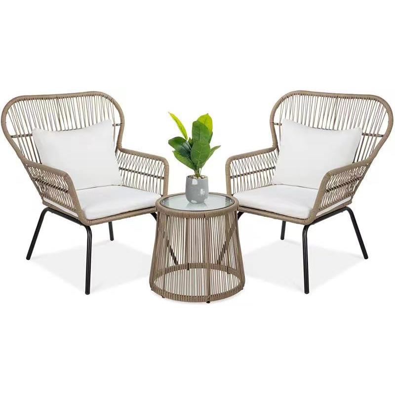 Steel&Wicker 3pcs Sofa Set N-004