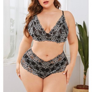 Tweekleurige mesh kanten ondergoedset