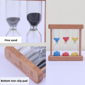 Factory kan worden aangepast 3 op 1 zandloper houten glazen zandtimer voor keuken koken Europese creatieve houten metaal roterende zandloper timer