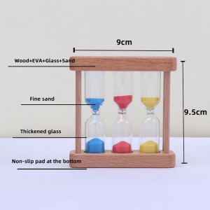 Factory kan worden aangepast 3 op 1 zandloper houten glazen zandtimer voor keuken koken Europese creatieve houten metaal roterende zandloper timer