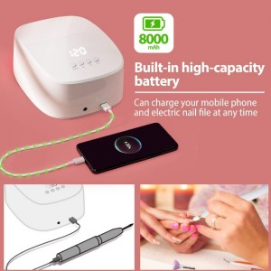M&r P30PRO Draadloze UV ​​LED -nagellamp, 60 W oplaadbaar UV -licht voornagels draadloze LED -nageldroger met USB -poort voor het opladen van telefoon ennageloefening, professionelenagellamp voor gelnagellak