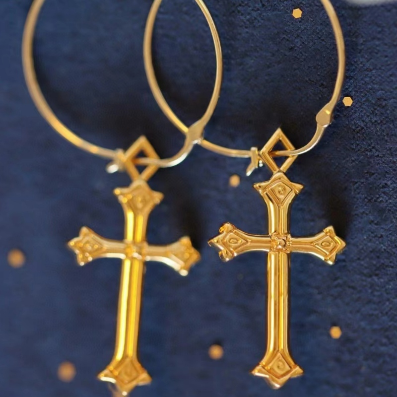 18k gouden kruismode oorbellen voor vrouwen