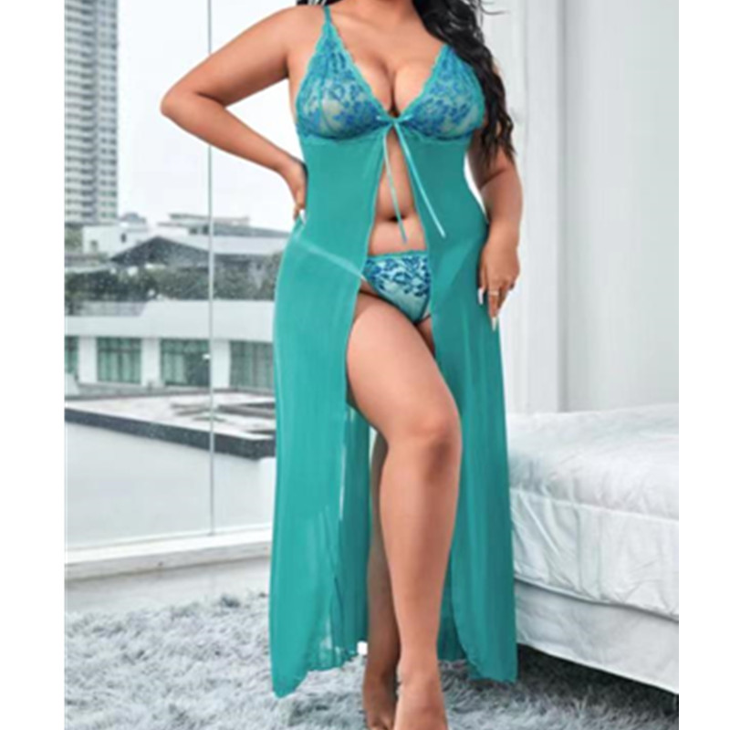 Flyaway mesh robe sexynachtkleding lange jurknachthemd vrouwnachtjurk