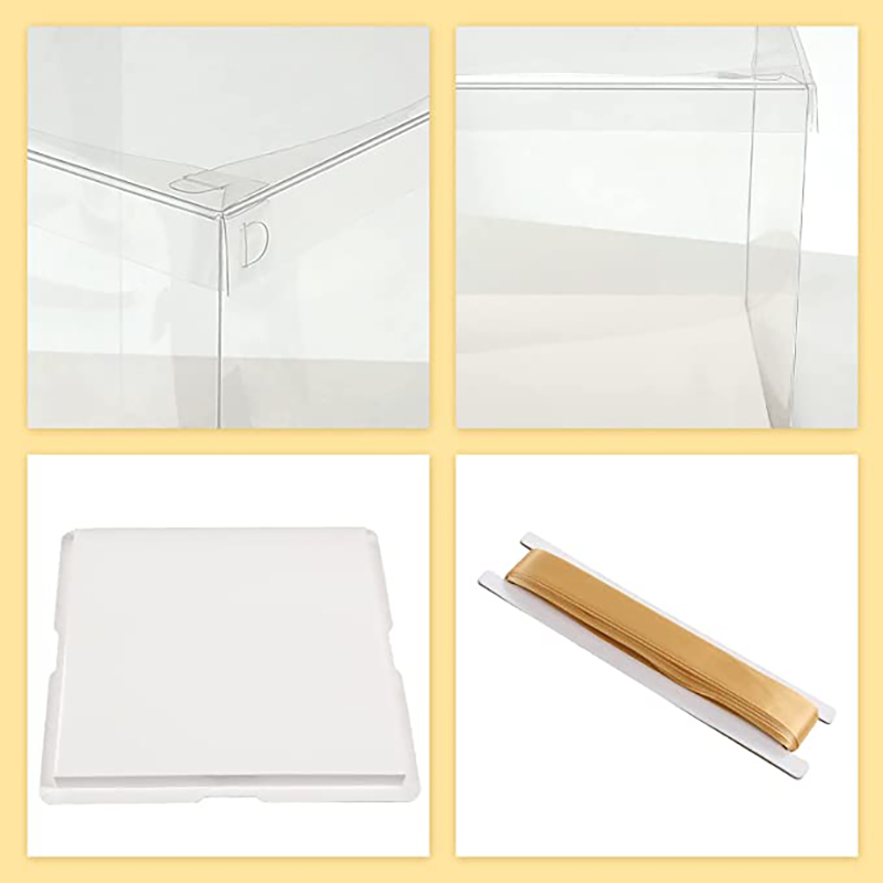 Duidelijke gunstboxen 10 x 10 x 10 inch met linten, plastic geschenkdozen transparante dozen voor bruiloftsfeestje verjaardag cak