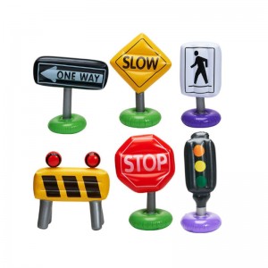 Fabrikanten Aangepaste PVC opblaasbare verkeersborden blazen Roadblocks Triangle Road Signs WAARSCHUWING Signs PVC Toy