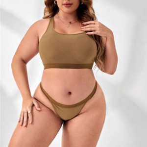 Naadloze comfortabele vrouwen lingerie set paneelbeha\'s sexy string ondergoedset