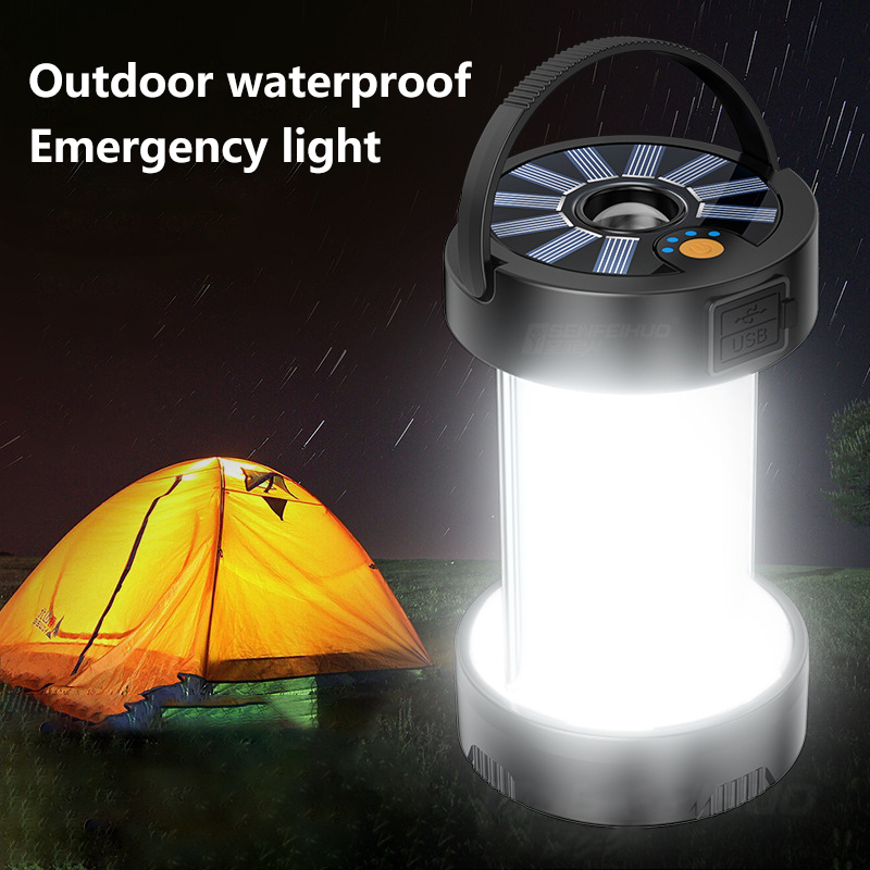 Buiten LED Campingnoodlichten Zonne -oplaadbare lamp Waterdichte lantaarn