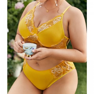 Comfortabele vrouwen ondergoed sexy contrast kanten trim lingerie set