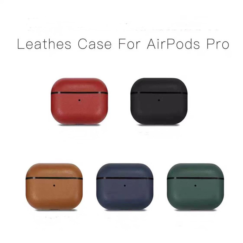 AirPods Pro Leather Case, echte retro-oliewas gekke paardenleren hoesje, volledig handgemaakt, vooraan LED zichtbaar, (donkerbruin)