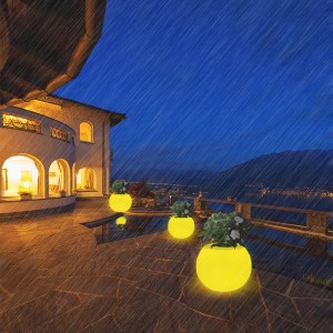 LED ROUND Bloempot Outdoor Garden Waterdicht Lawn Light Kerstfeest Landschap Decoratielamp Big oplaadbare plantenpot vloerlamp