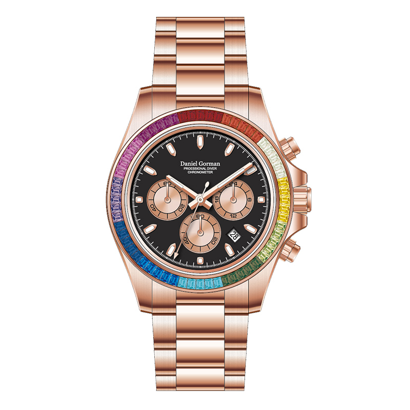 Luxe horloge roestvrijstalen kwarts waakdg9003