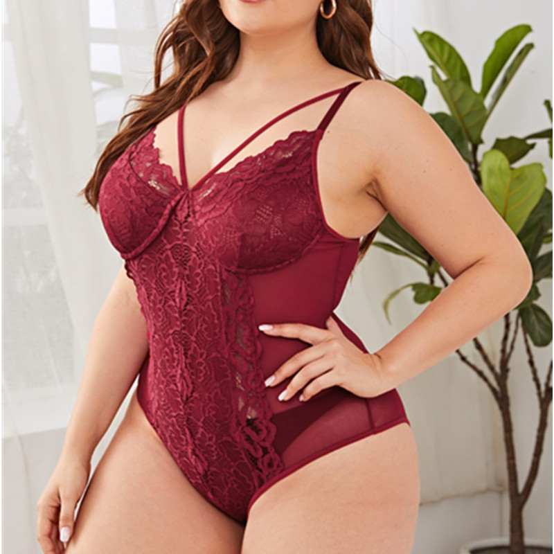 Bloemen kanten sint -jakobsschelp trim harnas teddy bodysuit voornachtjurk