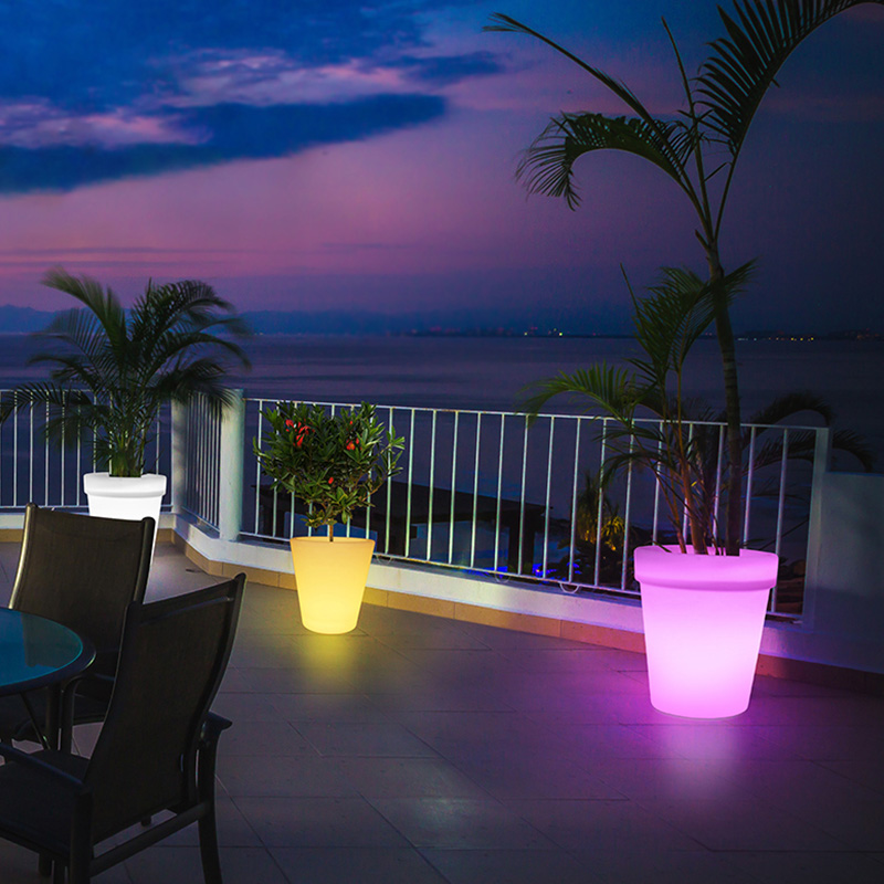 Buiten LED Plastic kleine bloempotlichten (16 modi, dimable, IP68 waterdicht) afstandsbediening buiten decoratieve vloerlamp voor patio tuin feestdecoraties achtertuin veranda, bruiloft-naatsu
