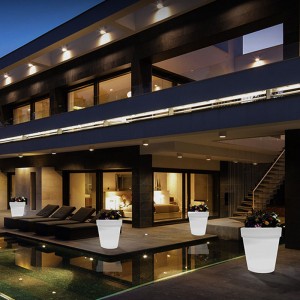 Buiten LED Plastic kleine bloempotlichten (16 modi, dimable, IP68 waterdicht) afstandsbediening buiten decoratieve vloerlamp voor patio tuin feestdecoraties achtertuin veranda, bruiloft-naatsu