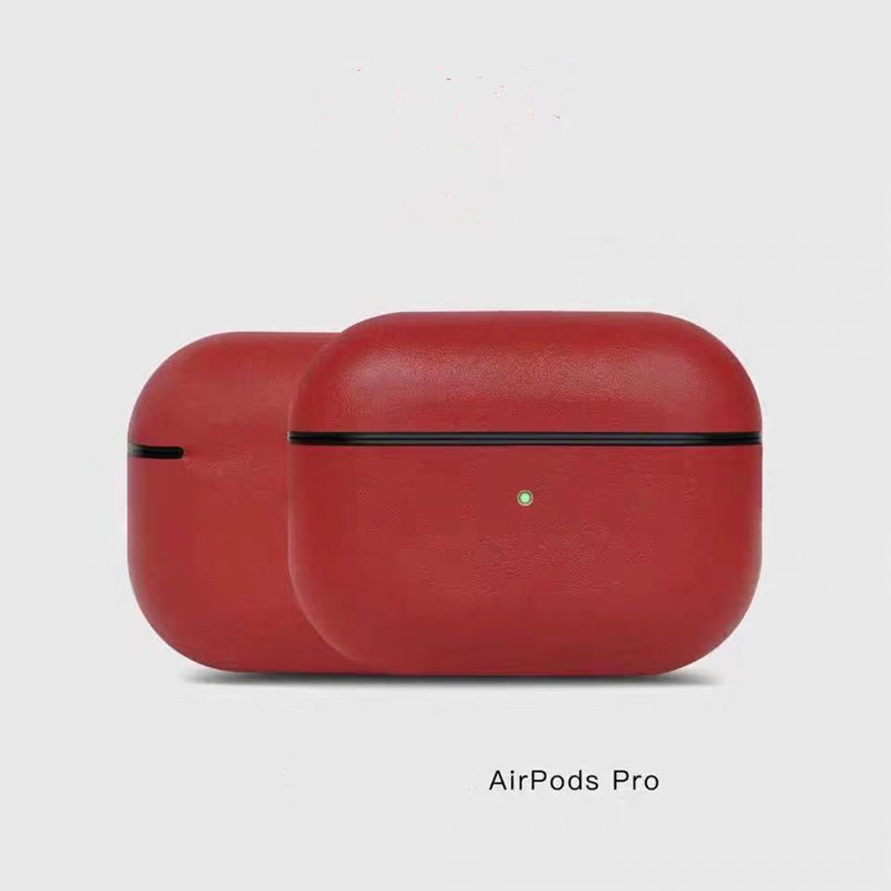 AirPods Pro Leather Case, echte retro-oliewas gekke paardenleren hoesje, volledig handgemaakt, vooraan LED zichtbaar, (donkerbruin)