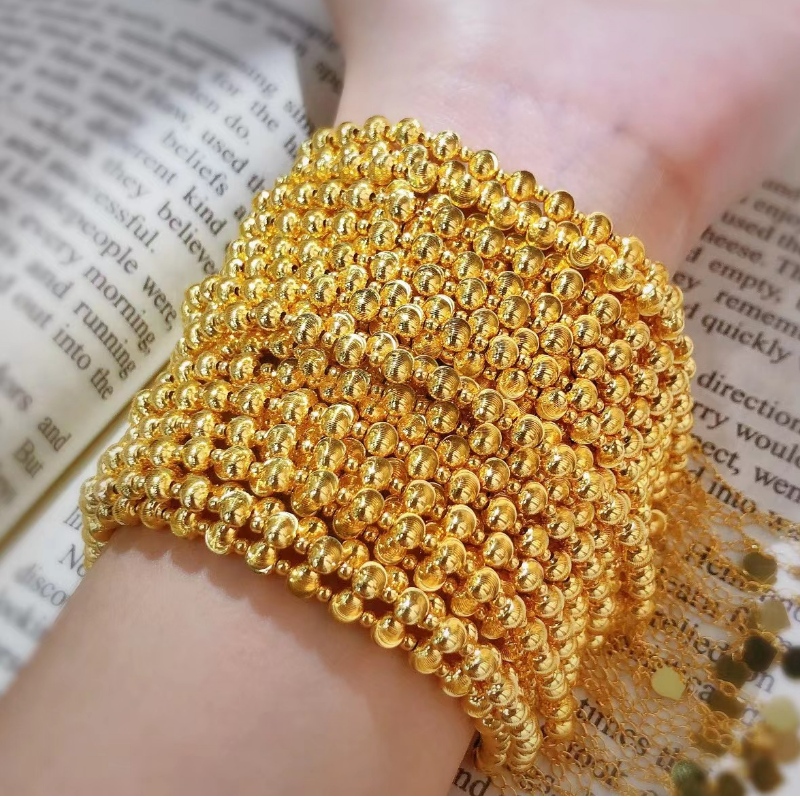 18k gouden kralenarmband klaar om te verzenden