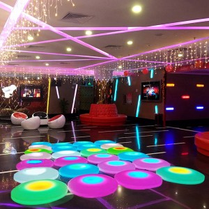 Portable Round Led Dance Floor Tiles Outdoor/indoor, Touch Control Interactive Light Up Disco Dance Floor Tile, White Plastic Sepleit Sensory en Special Education Toys for Kids