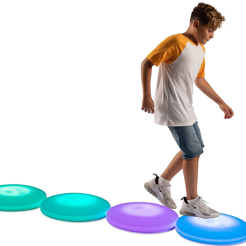 Portable Round Led Dance Floor Tiles Outdoor/indoor, Touch Control Interactive Light Up Disco Dance Floor Tile, White Plastic Sepleit Sensory en Special Education Toys for Kids