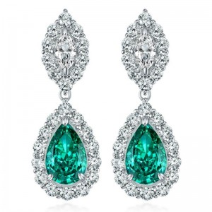 Synthetische Paraiba Ice Cut High Carbon Diamond Stud oorbellen